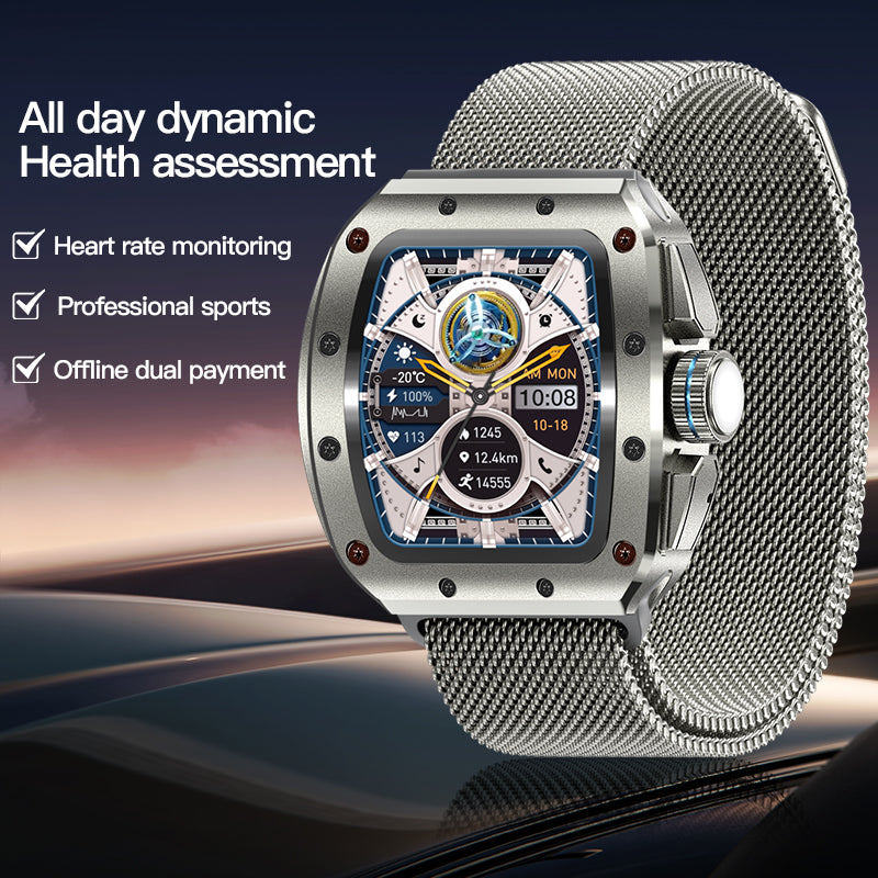 V68 Smartwatch Masculino Estilo Richard Mille – Chamadas Bluetooth, Tela HD 1.76", NFC, IP67 | Relógio Inteligente para Saúde e Esporte | Entrega Grátis em Luanda