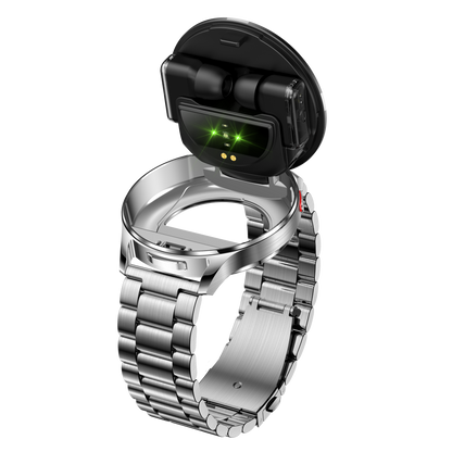 T97 LuxoraWatch – Smartwatch 2 em 1 com Fones Bluetooth, Chamadas, Saúde 24h e Ecrã HD 1.39" | Relógio Unissex Estilo Negócios