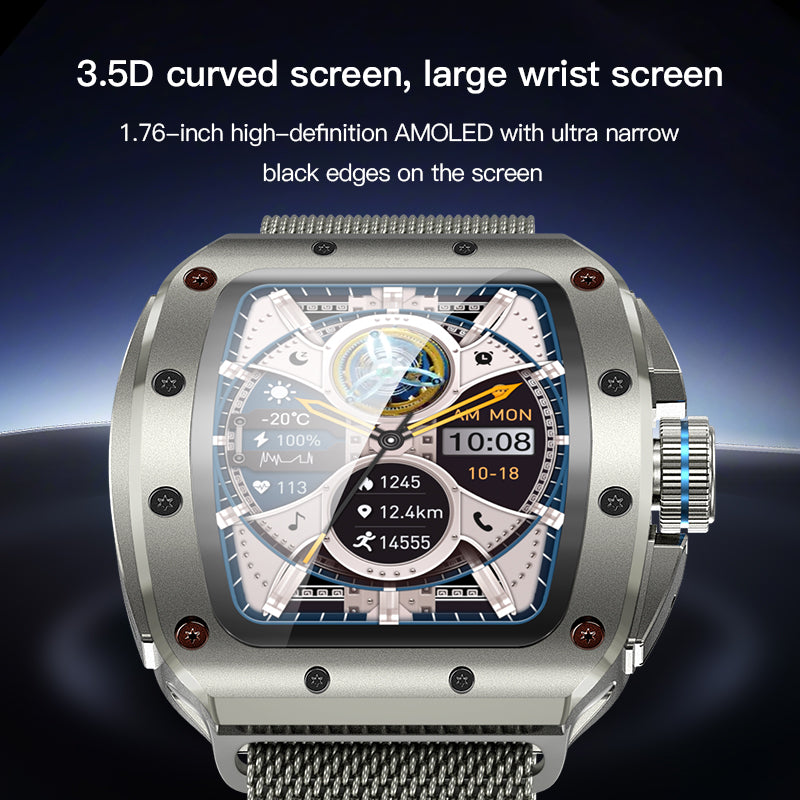 V68 Smartwatch Masculino Estilo Richard Mille – Chamadas Bluetooth, Tela HD 1.76", NFC, IP67 | Relógio Inteligente para Saúde e Esporte | Entrega Grátis em Luanda