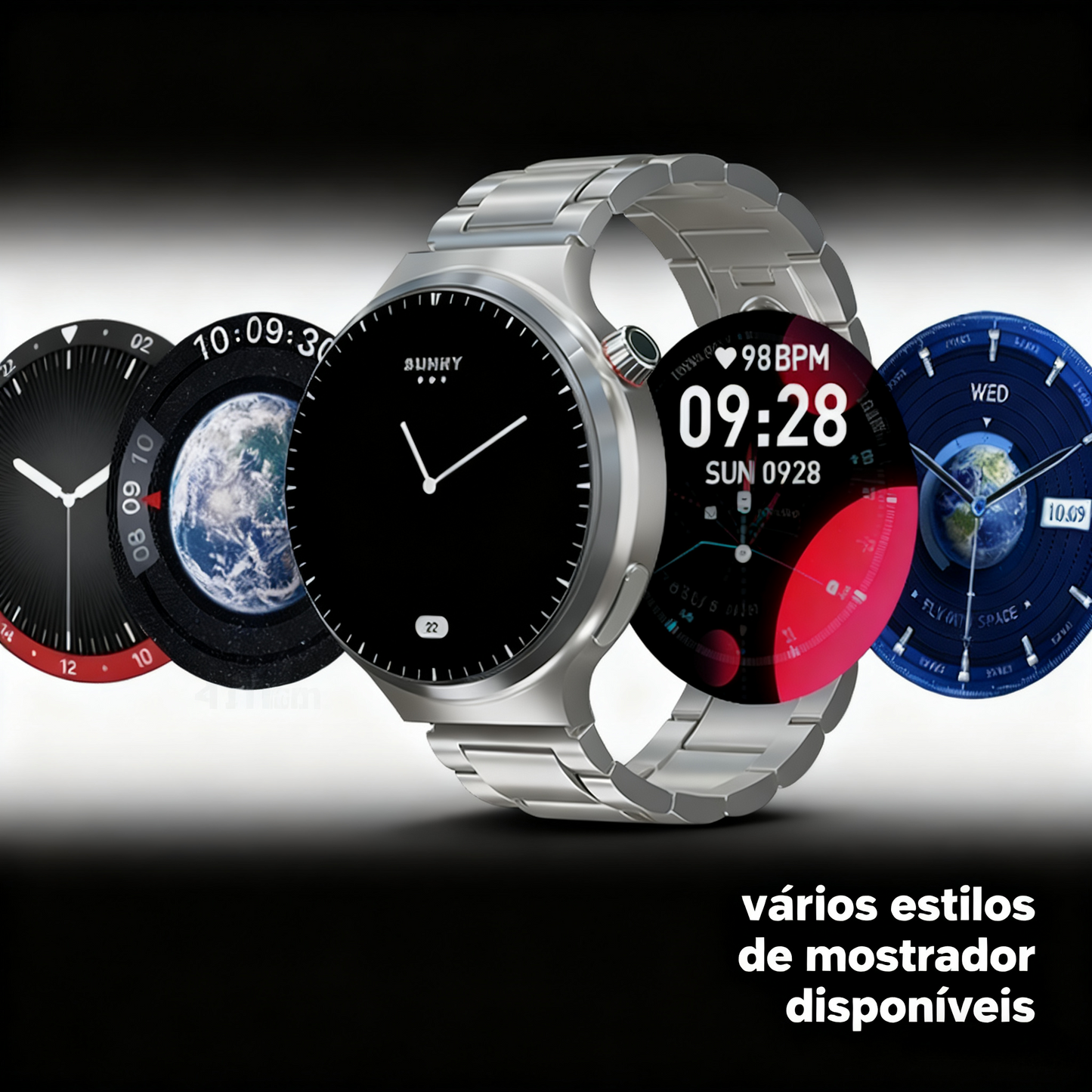 X3 LuxoraWatch Smartwatch 1,53" HD IP68 – 59 Modos, Saúde 24h e Longa Autonomia (Prata/Preto)