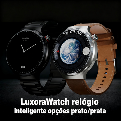 X3 LuxoraWatch Smartwatch 1,53" HD IP68 – 59 Modos, Saúde 24h e Longa Autonomia (Prata/Preto)