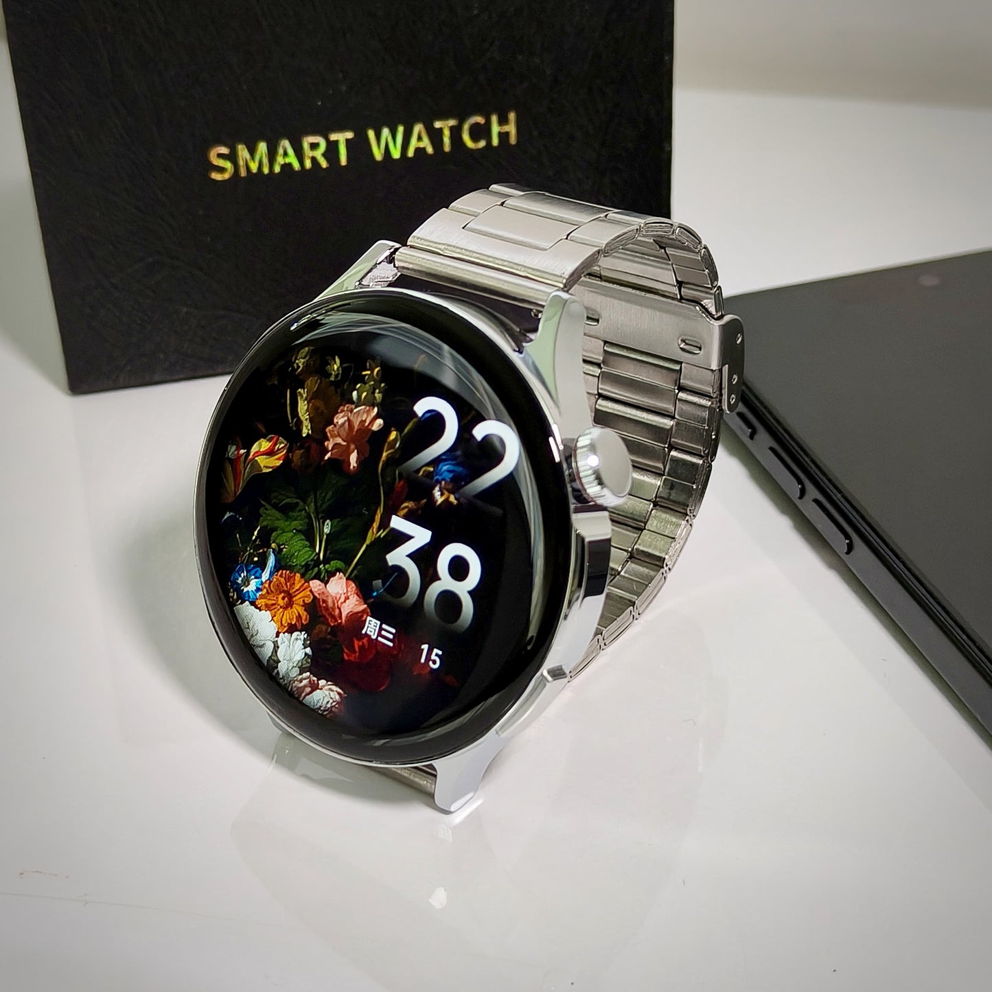 V13PRO Smartwatch LuxoraWatch – Tela HD 2.0", NFC, Monitoramento Avançado de Saúde, 3 Pulseiras (Couro, Aço, Silicone), IP67