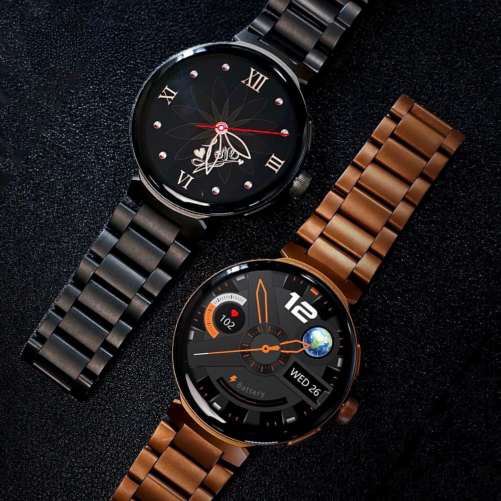 V2 LuxoraWatch – Smartwatch Casal Unissex com Chamadas, Saúde, NFC e Tela HD 1.6" | Entrega Rápida em Angola