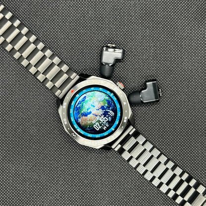 T95 LuxoraWatch – Smartwatch 2-em-1 com Fones Bluetooth, Chamadas, Monitor de Saúde e Ecrã IPS HD 1.52" | Unissex | Entrega Rápida em Angola