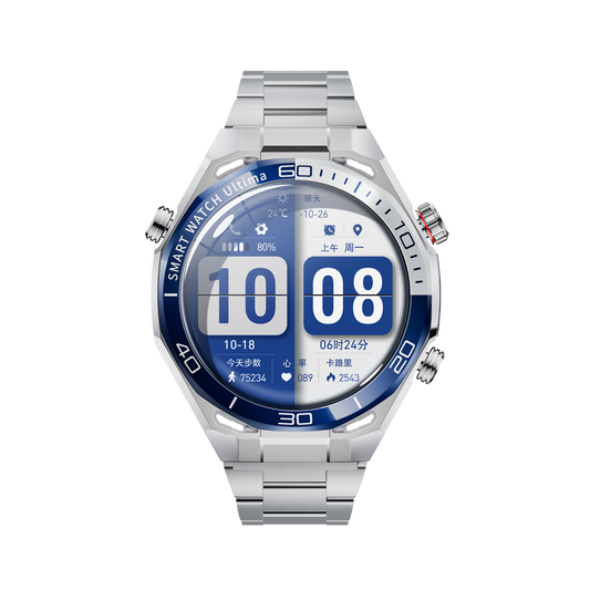 JS Watch 55 prata, vista frontal
