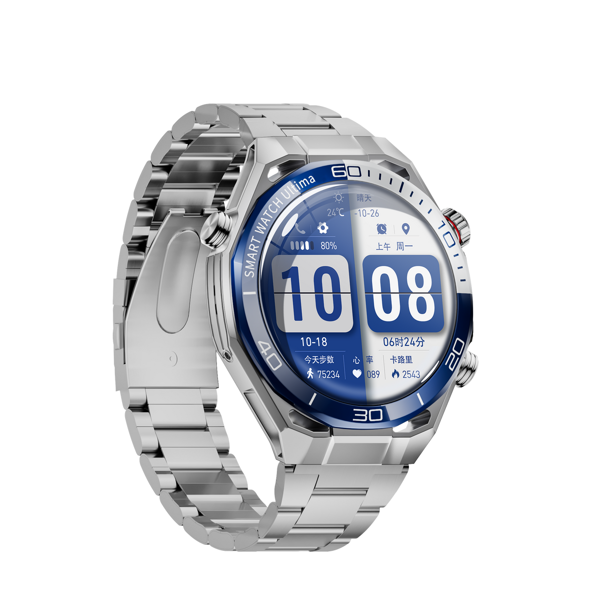 JS Watch 55 prata, vista lateral