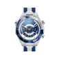 JS Watch 55 prata com pulseira azul e branca