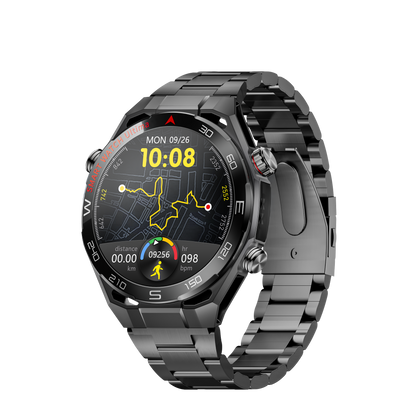 JS Watch 55 preto com pulseira metálica