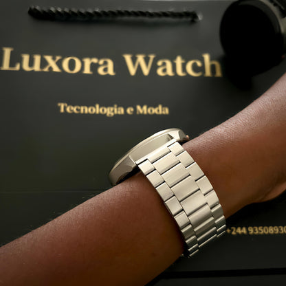 X5Pro LuxoraWatch – Smartwatch Unissex com Ecrã 3D HD 1.53", NFC, IA por Voz e +100 Modos Desportivos | Sistema em Inglês